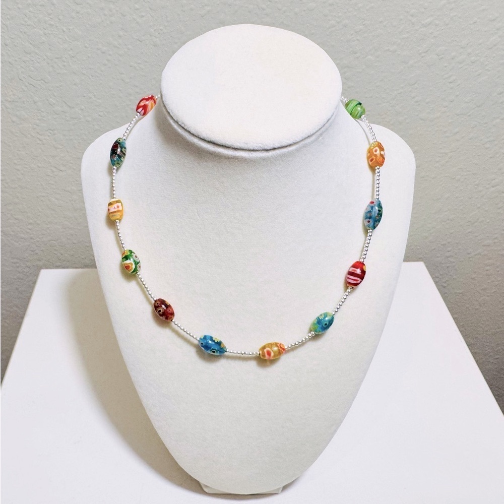 Vibrant Vintage Muticolored Glass Bead Necklace - Picture 3 of 5